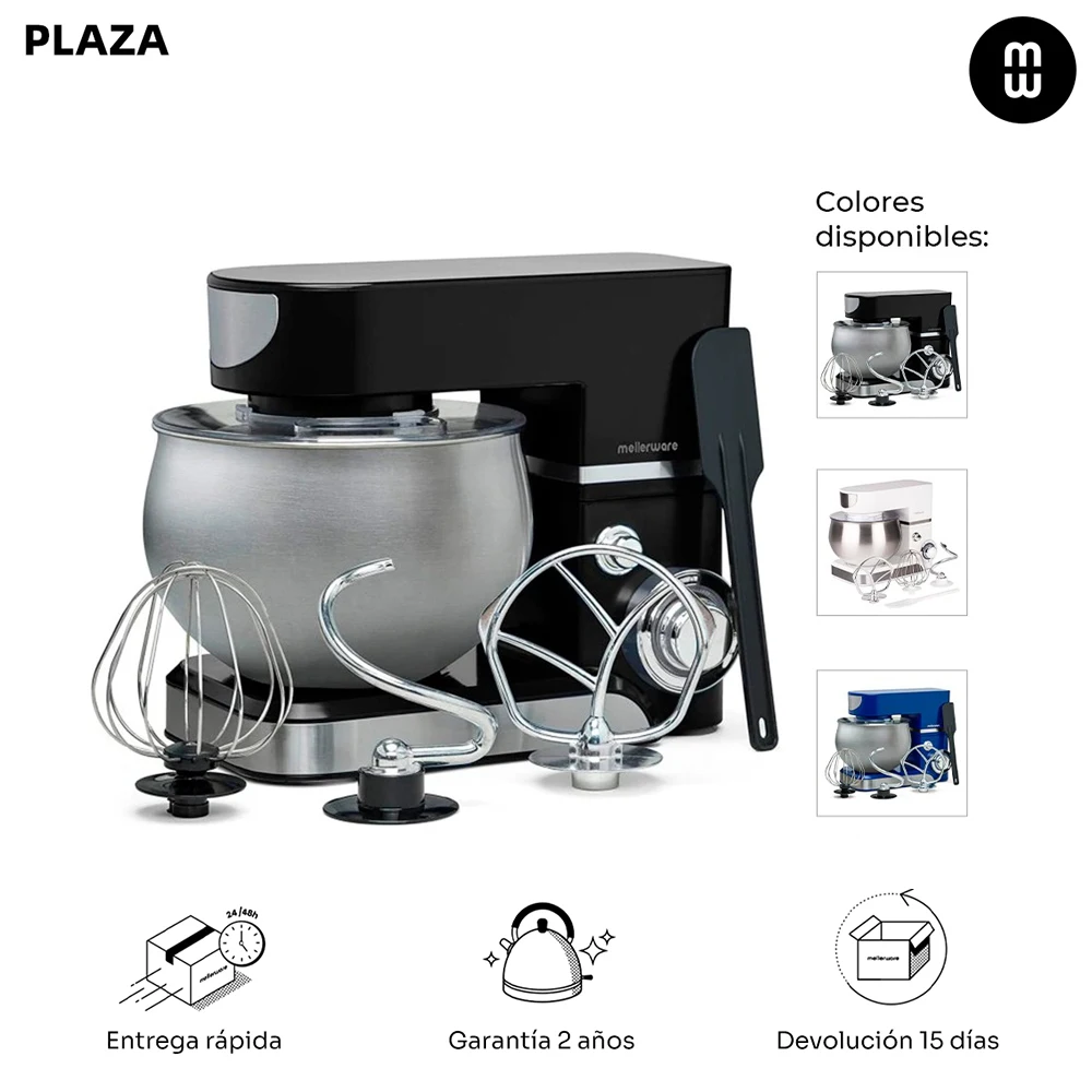 Mellerware-stainless steel mixer kneader Twist Black-hook kneader + emulsifier Rod + blade kneader included