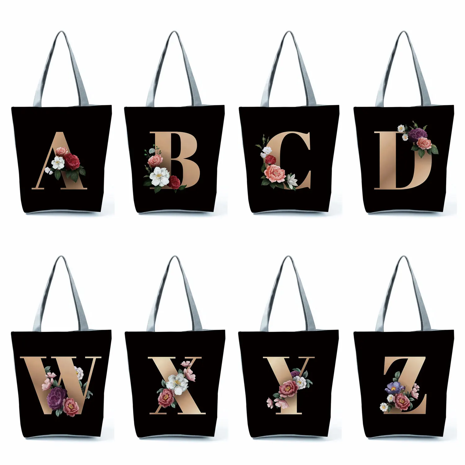 Ladies Shopping Bag All-match Letter Series Handbag Foldable Reusable Cloth Shopper Harajuku Style Bag Student Simple Tote Bags