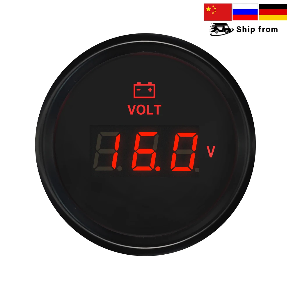 52mm Waterproof 8-16V 16-32V 8-32V Voltmeter Voltage Volt Gauge Universal for Car Truck Boat Car With Red Backlight