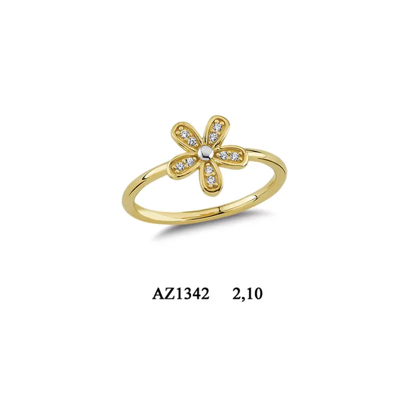 14K Solid Gold Flower Ring for Women