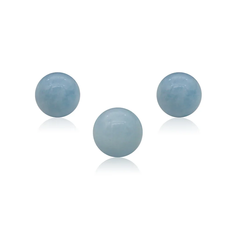 

5pcs Aquamarine Half Drilled Beads Round Semi Hole 6/8/10mm Natural Stone Findings For Jewelry Making Pendant Earrings DIY