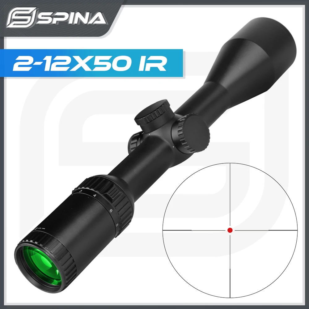 Spina Optics HD 2-12x50 IR Optical Riflescope Hunting Rifle Scope red green dot Illuminated Long Eye Relief Optical Sight