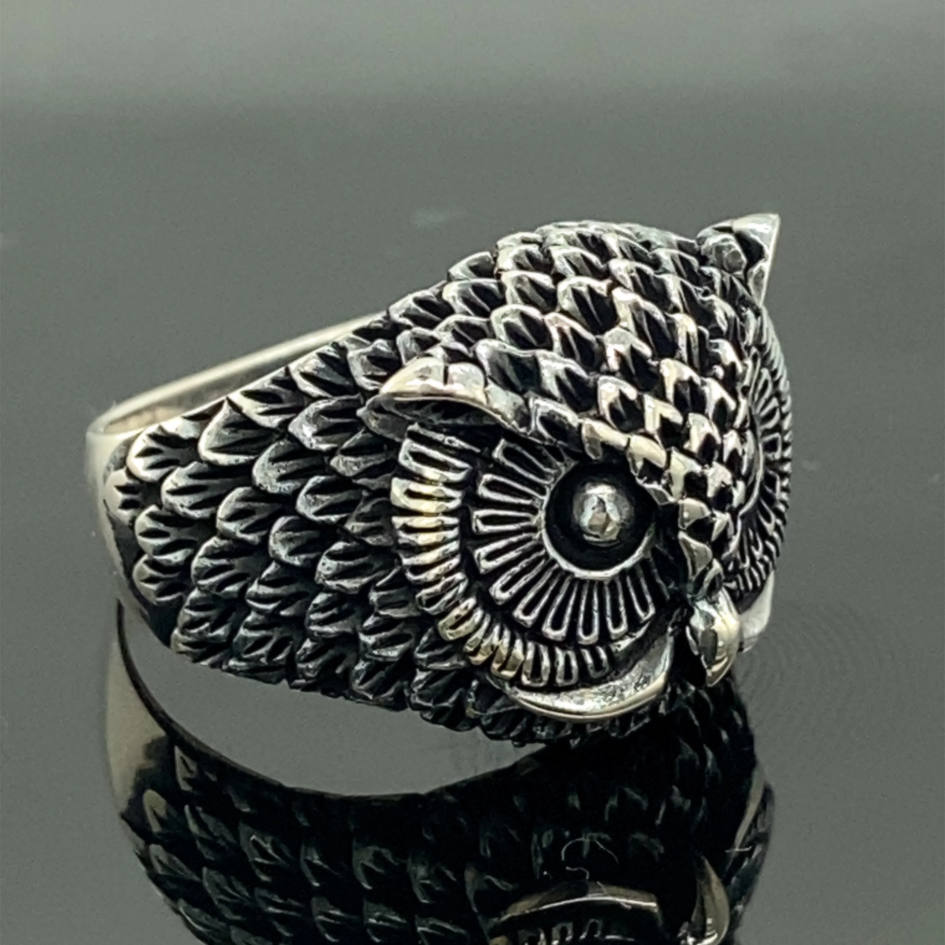 925 Sterling Silver Owl Angel Wings Bird Ring, Men Handmade Animal Ring , Bird Ring , Modern Silver Ring , Gift For Him