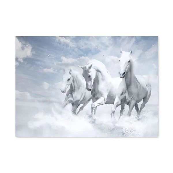 Placa Decorativa 3 Cavalos Brancos Celestiais