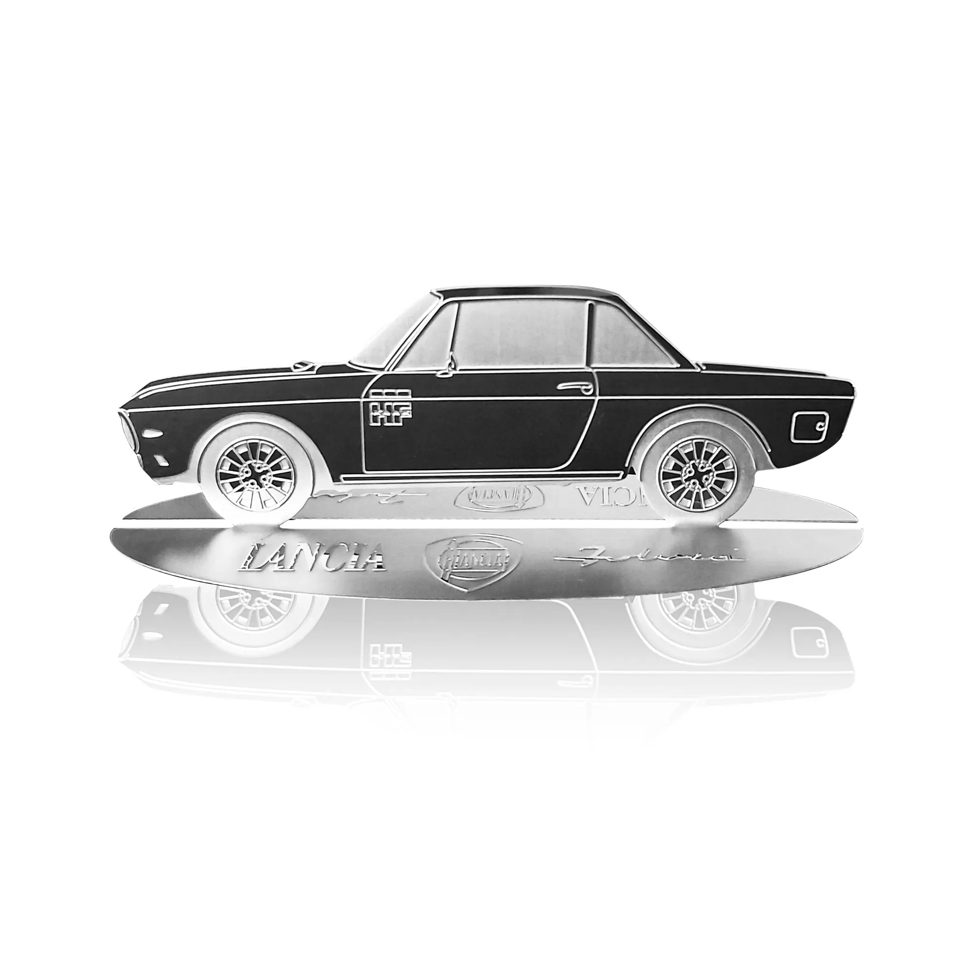 Diecast model shape engraved car Lancia Fulvia stainless steel