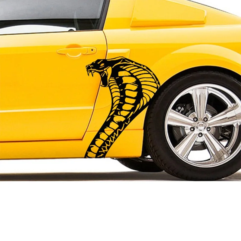 Cobra Snake Head Body Car Decal Vinyl Graphics 20.5x26.25 Inches, Fits Ford Mustang and Shelby, Driver Side, Black