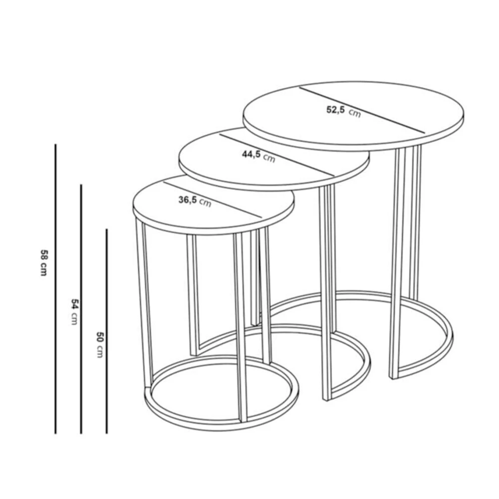 3 Pcs Gold Metal Nesting Table, Tea Coffee Service Table Round Living Room Nightstand, Nesting Table - Unbreakable Glass