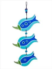 Paşabahçe 3-Piece Turquoise Tulip Wall Decoration Gift Hanged on the Wall 100% Handmade 14 x 40 cm