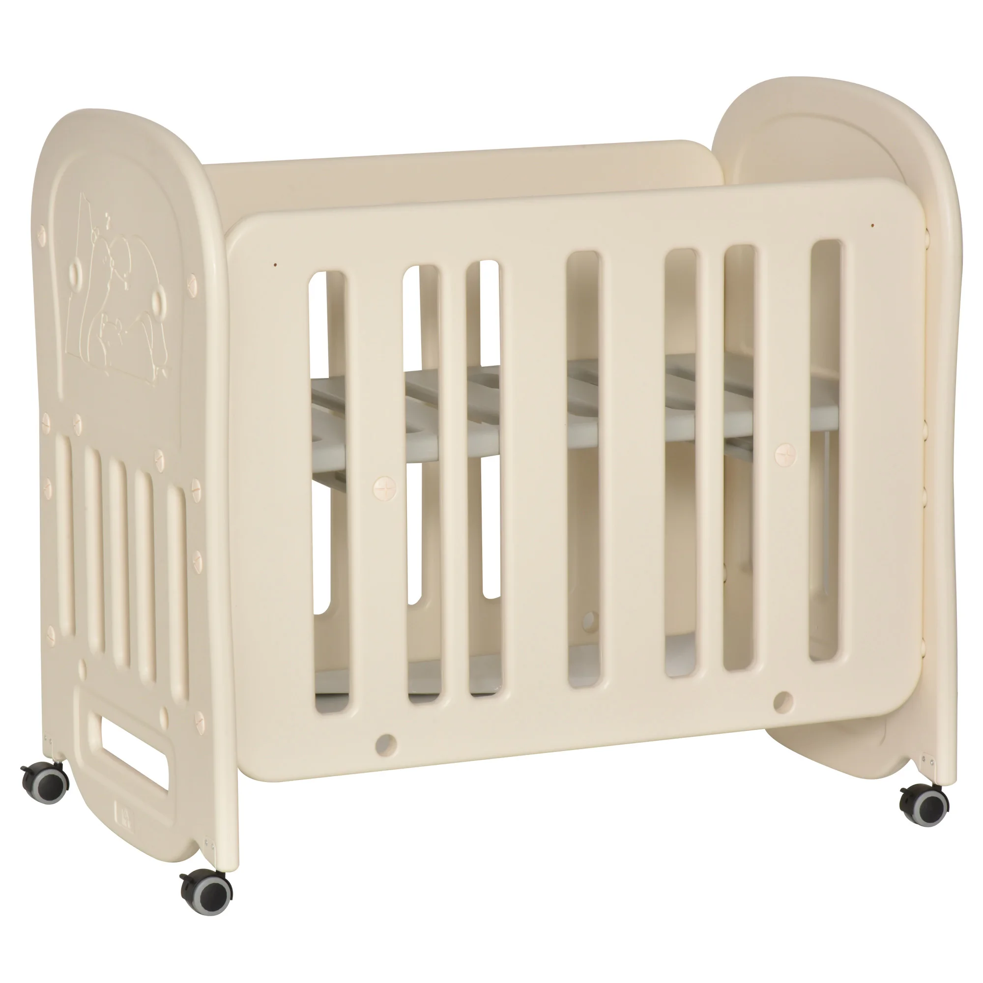 HOMCOM 2-in-1 Baby Cradle for 0-6 Years Adjustable in 2 Height Convertible in Rocking Chair with Wheels and Brakes 107x70x100 cm Beige