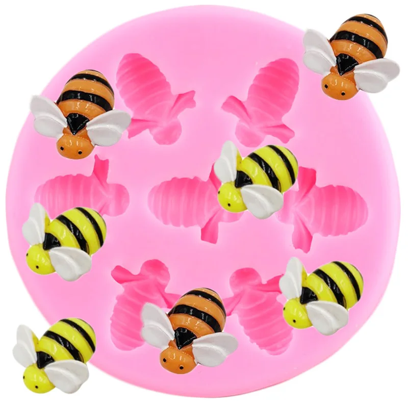 3D Honeycomb Bees Silicone Mold Bumble Bee Fondant Mold Flower Cake Decorating Tools DIY Cupcake Topper Candy Chocolate Moulds