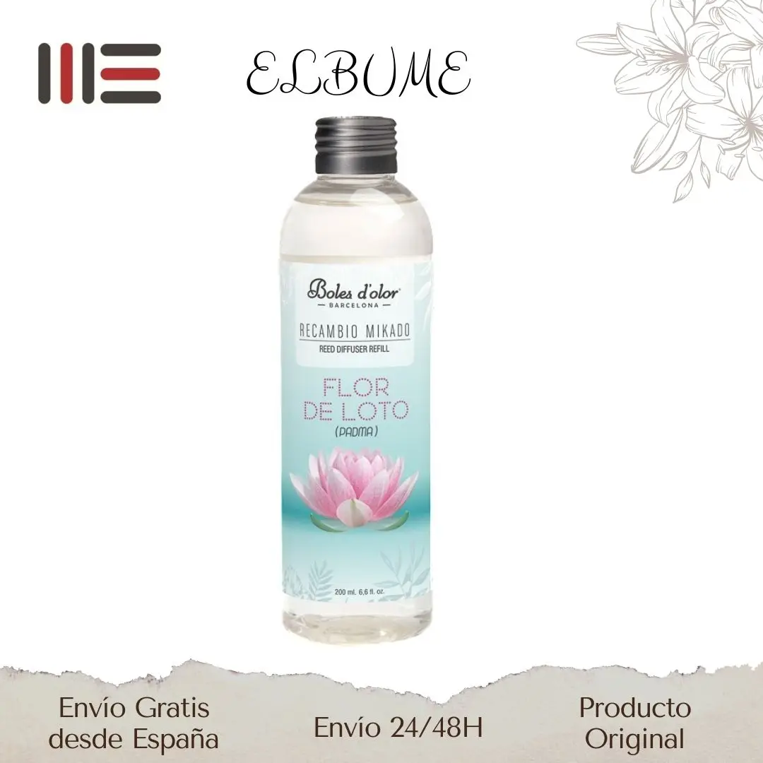 Boles D 'olor lotus flower-Mikado replacement 200 ml. Perfumes from your home, we invite you to a journey through the senses with our mikado spare parts for you to fill as many times as you need.