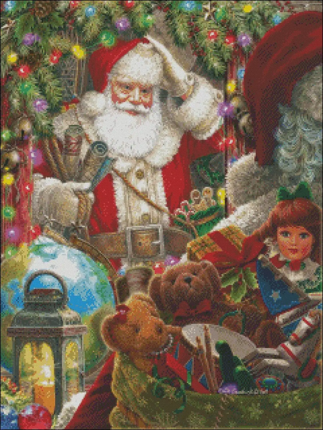 Ready to Go Santa - Counted Cross Stitch Kits - DMC Color DIY Handmade Needlework for Embroidery 14 ct Cross Stitch Sets