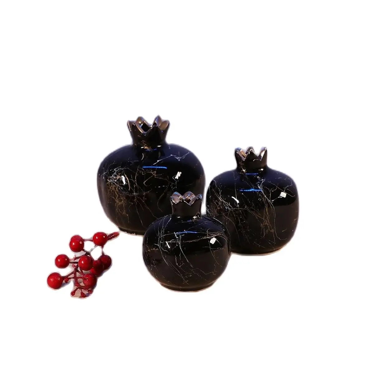 Marble Patterned Pomegranate Set of 3 Home Decorations Home Decoration Items Living Room Decoration