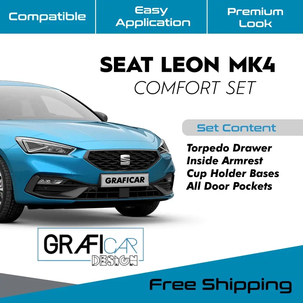 NEW SEAT LEON MK4 TRİM COVERİNG COMFORT SET INSULATİON AND FABRİC SELF ADHESİVE-LASER CUT TRİM PLATED COMFORT SET AND CAR ACCESSORİES NOİSE CANCELİNG GLOVE BOX INNER ARMREST CUP HOLDER BASE FRONT/REAR DOOR POCKETS ALL