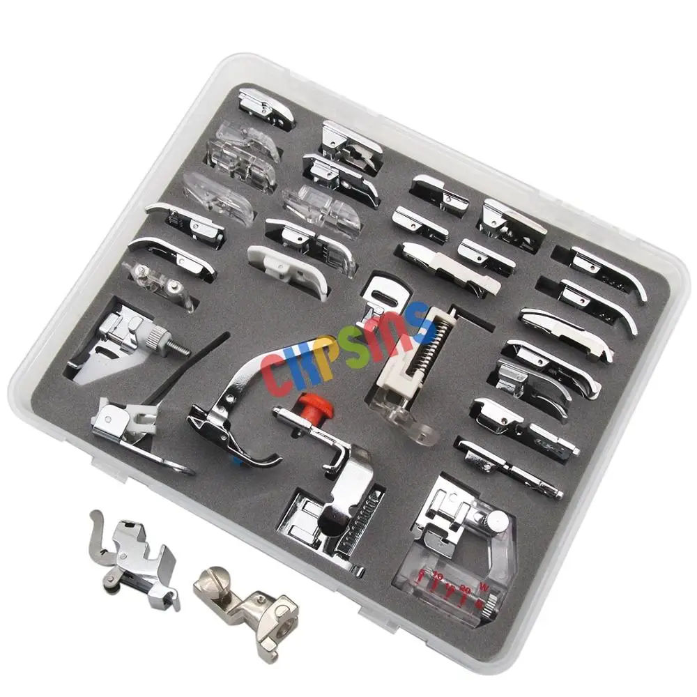 Presser Foot Set (in total 34 pieces) For Bernina New Style 165, 170, 180, 185, 190, 200, 630, 635, 640, 730E+