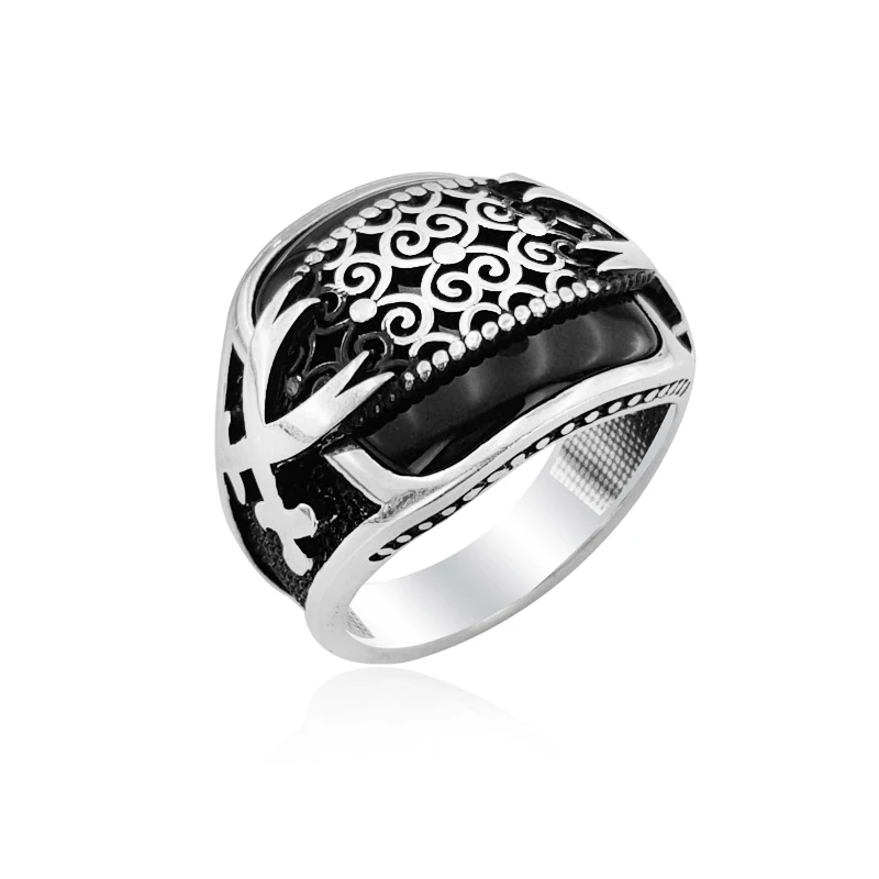 925 Silver Classic Style Ottoman Rings for Man