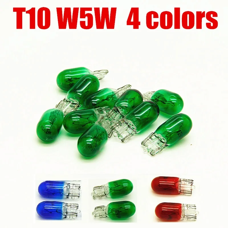 10pcs White T10 W5W 501 194 Clear Signal Lamp White Glass 12V 5W W2.1x9.5d Single Filament Car Bulb Auto Light