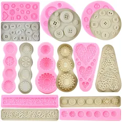 Buttons Shape Jewelry Silicone Mold Cupcake Fondant Molds DIY Wedding Cake Decorating Tools Candy Clay Chocolate Gumpaste Moulds