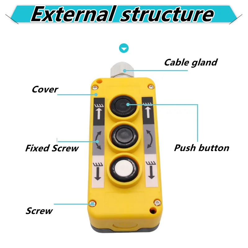 COP 2B Crane Pendant Control Station UP Down Hoist Push Button Switch 250V,5 Amp,500V,2 Amp Yellow