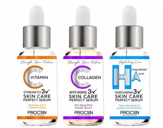 3 pack of deals. brightening effect, anti-aging effect. Intense moisturizing serum. C vitamin. collagen serum. hyaluronic acid