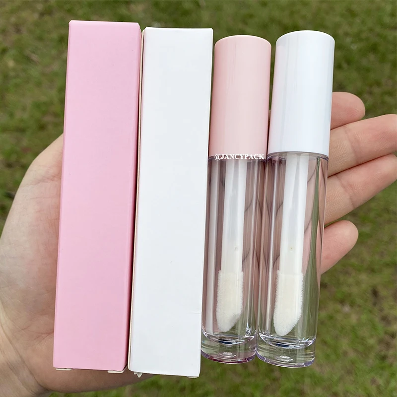 6ml Großen Pinsel Transparent Lip Gloss Flasche Klar Lip Glasur Rohr DIY Leere kunststoff Make-Up Rosa Weiß Lipgloss Lip balsam Flasche box