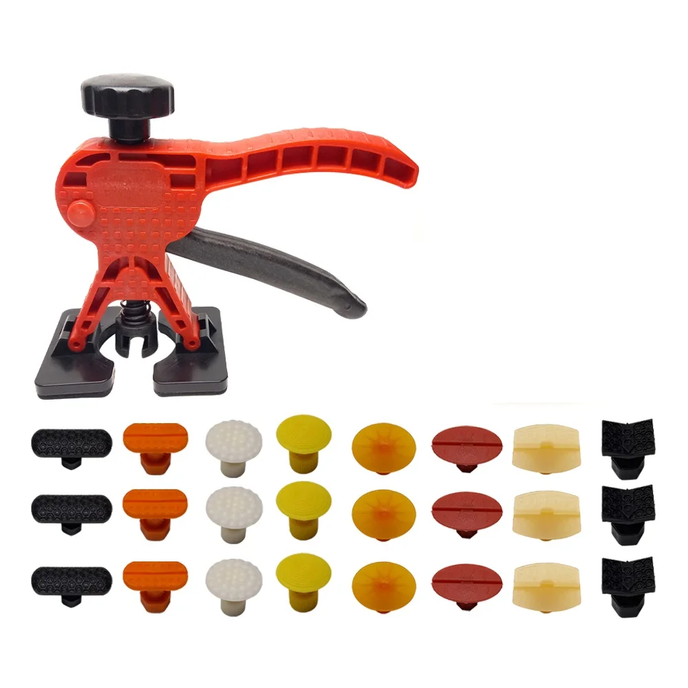 PDR Tools Adjustable Mini Dent Lifter And 24 Pcs Glue Tabs Paintless Repair Remove Car Body Equitments Auto Puller Kit Plastic