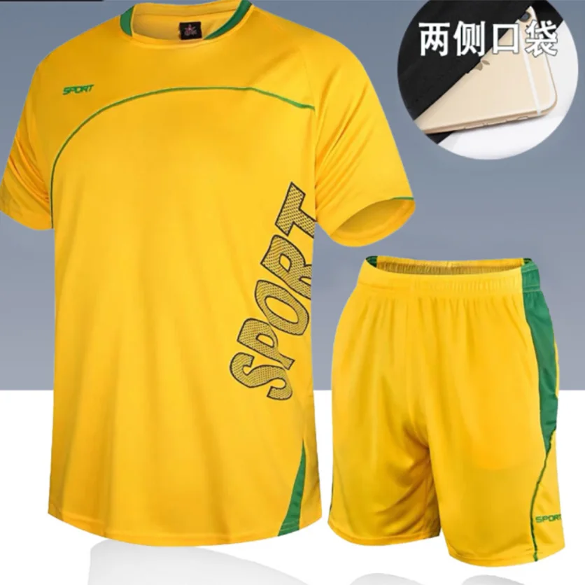 2022 new Summer tracksuit men loose t shirt with shorts together mens clothes football shirts keep cool sets over-size M to 5XL