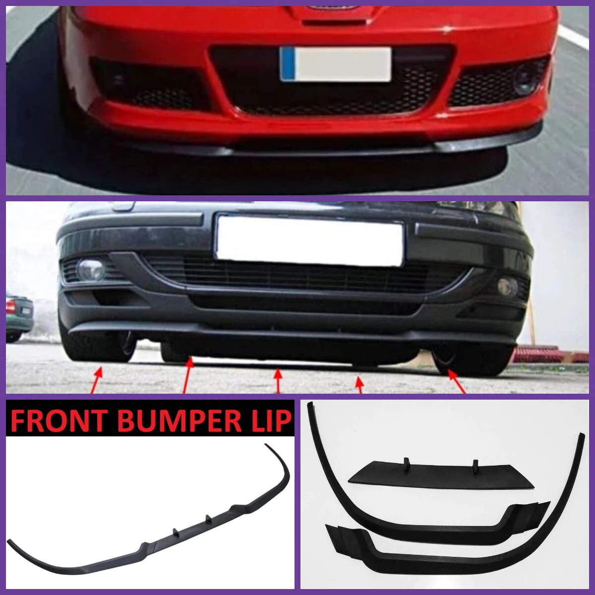 For Seat Leon MK1 1M Cupra R Front Bumper Lip Universal 3pcs Diffuser Black Lower Leap Spoiler Body Kit Tuning Protector Quality