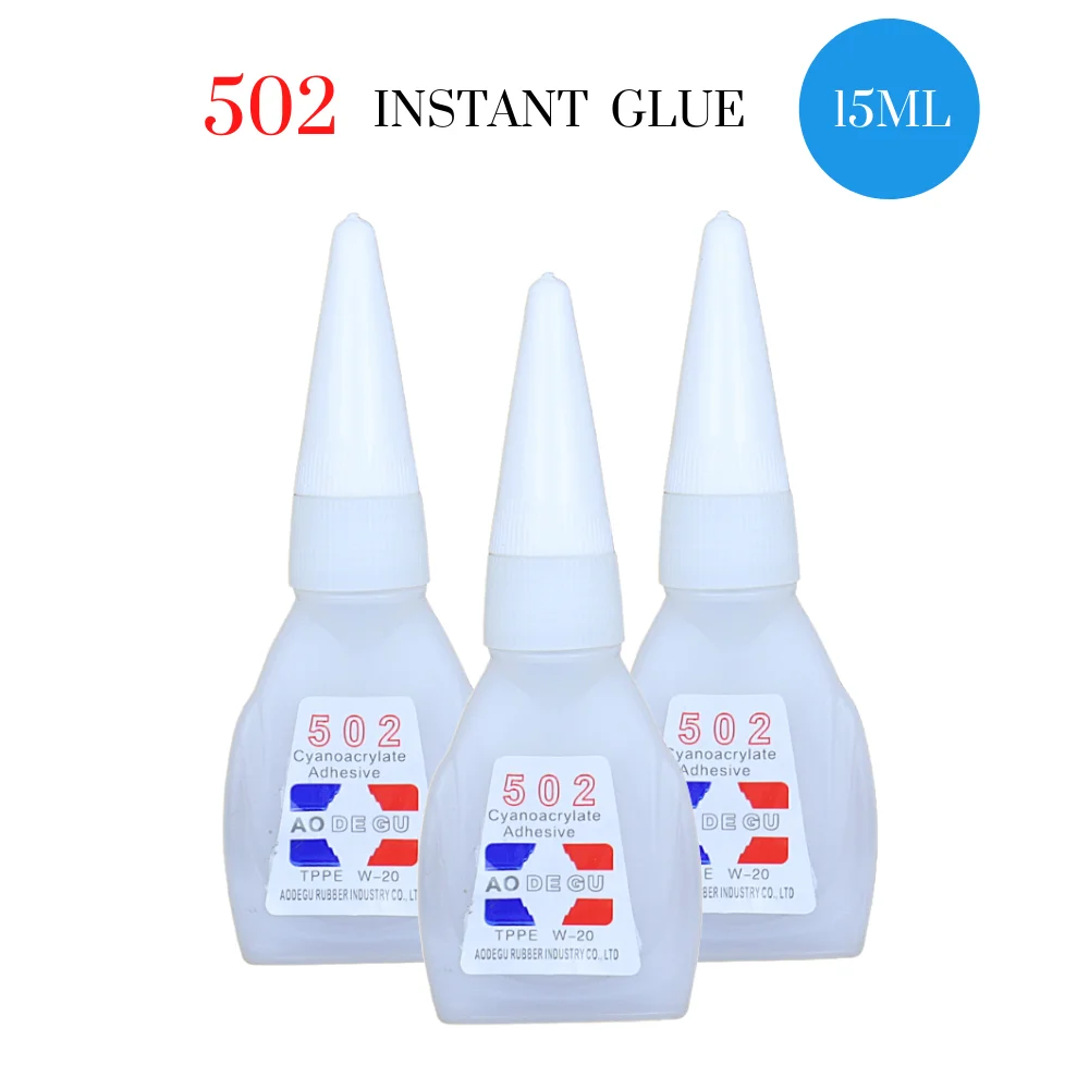 Pegamento instantáneo de cianoacrilato de 15ML, adhesivo fuerte, joyería líquida para bricolaje, zapatos de juguete, pegamento transparente de secado rápido