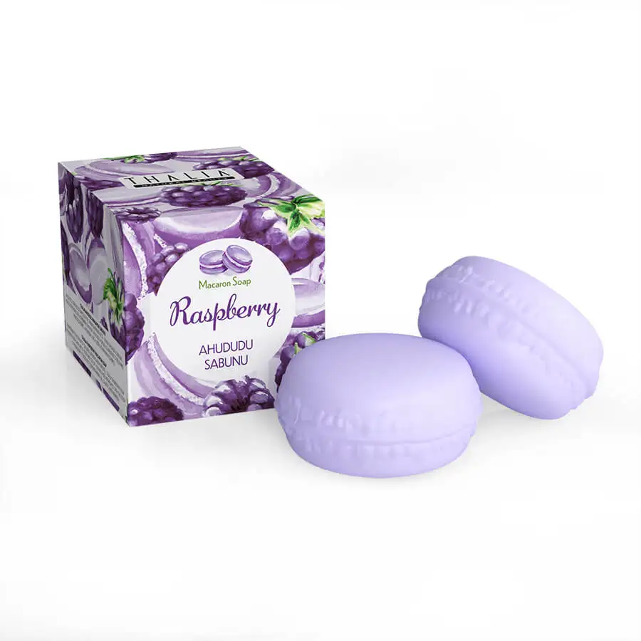 Thalia Raspberry Macaron Soap - 100 gr. Raspberry Scented Solid Soap.