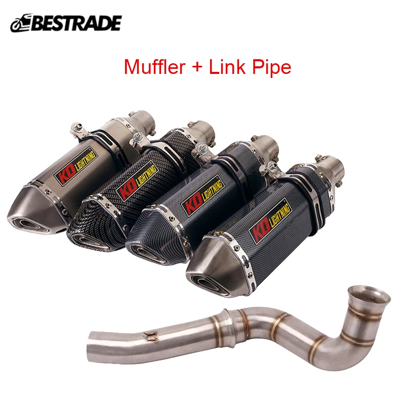 

Motorcycle Exhaust System 370mm Length Muffler Tips Slip On 51mm Middle Link Pipe Modified For DUKE 790 Stainless Steel