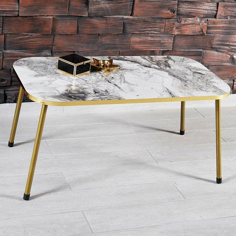 Modern Center Table Metal Gold Leg Assembled Center Table Tea Coffee Service Table Rectangle Living Room Table - Colour Options