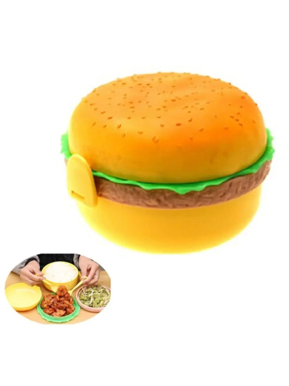 Hamburger Design Feeding Bowl For Kids Storage Container Toy Fork Spoon Useful Kitchen Supplies