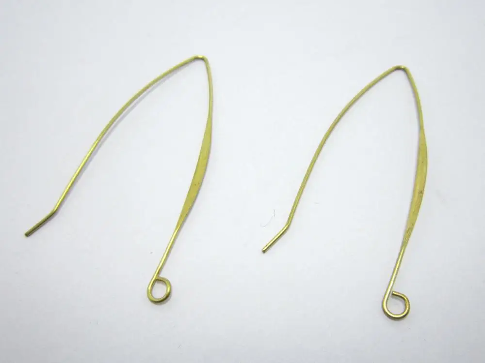 50pcs Hammered Earring Wires, Ear hooks, 45mm, Brass Connector Findings, Jewelry Making Supplies R217