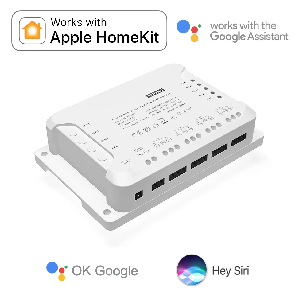 4CH PRO R3 For Apple HomeKit Relay Smart Home WiFi Switch Siri Google Assistant Voice Wireless Automation Din Rail Socket Light