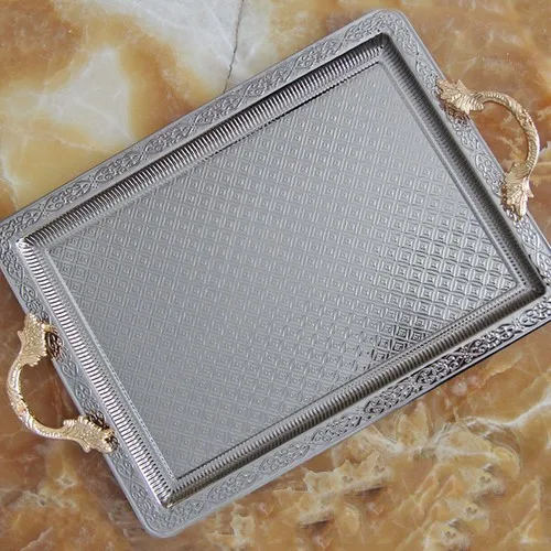 DOLBOVI Submersible Rectangle Tray Tea Tray Presentation Tray Silver Small tray set  tray serving  tray tea set tea tray tea table trays decorative  food tray gold tray trays mirror tray plateau glass tray serving boar