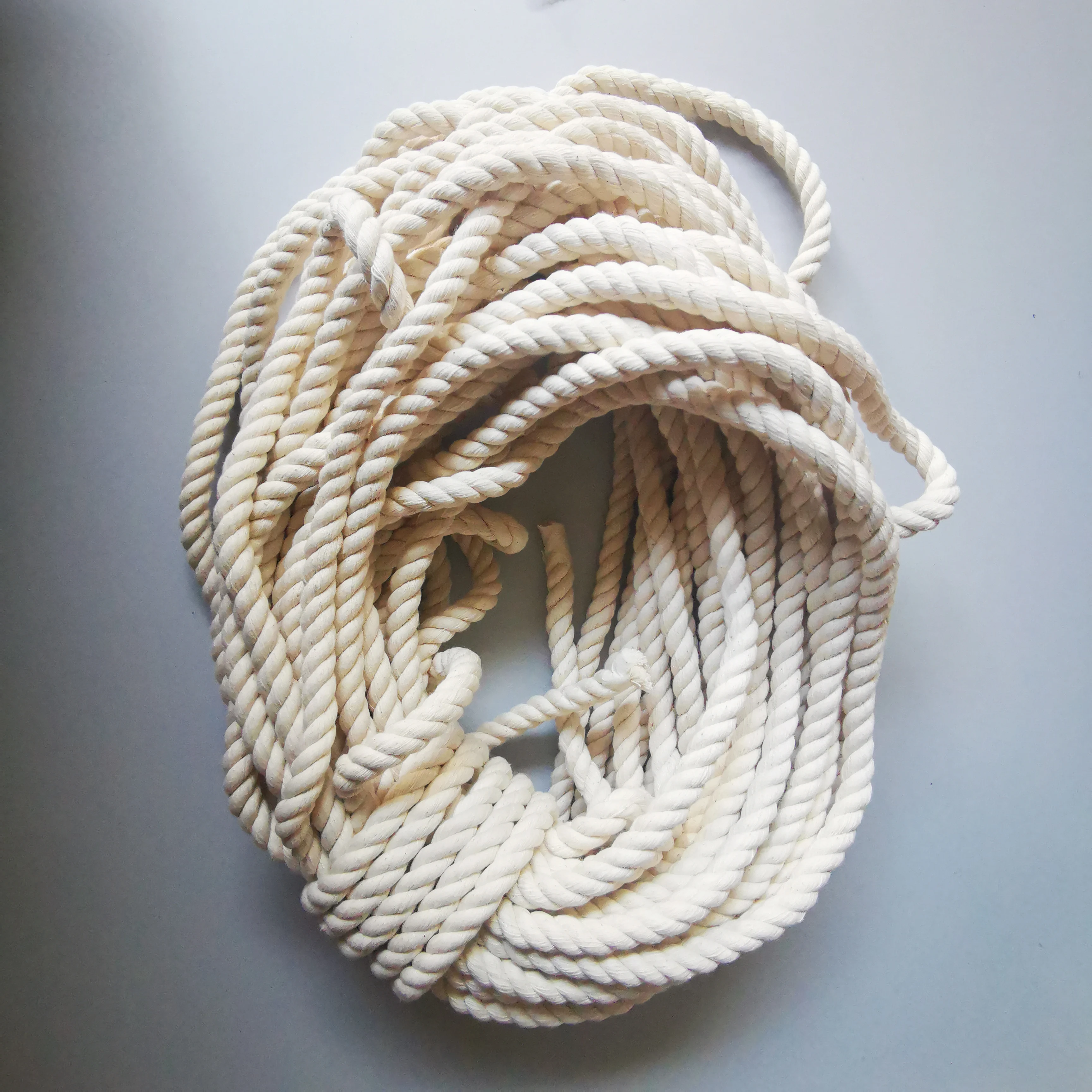 6/8/9/10/12/15/18/20mm Natural White Cotton Rope-  3 Strands Twisted Cotton Cord for Macrame DIY Handmade Art Project