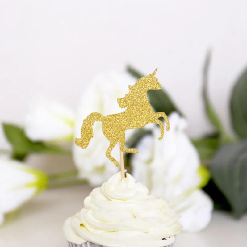 

Personalised Unicorn glitter Cupcake Toppers/ Baby Shower/ Party Decorations