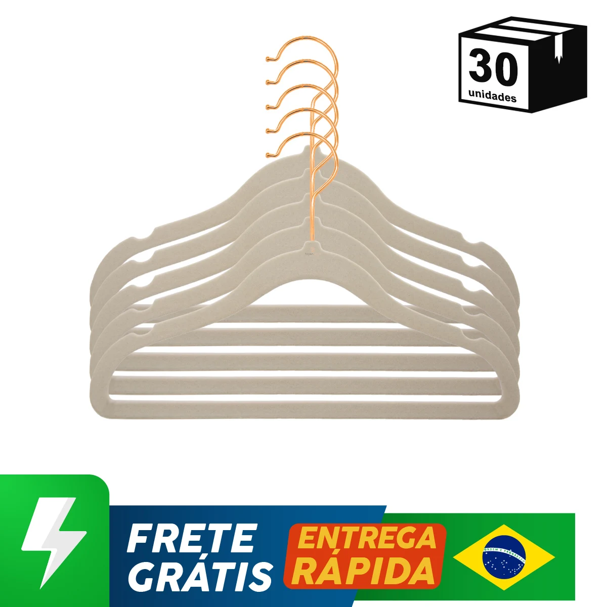 30 Pçs Cabide Veludo Infantil Antideslizante Alta Qualidade Moderno Gancho Cobre 360 ° Giratório Guarda Roupa Vestido Closet Rack