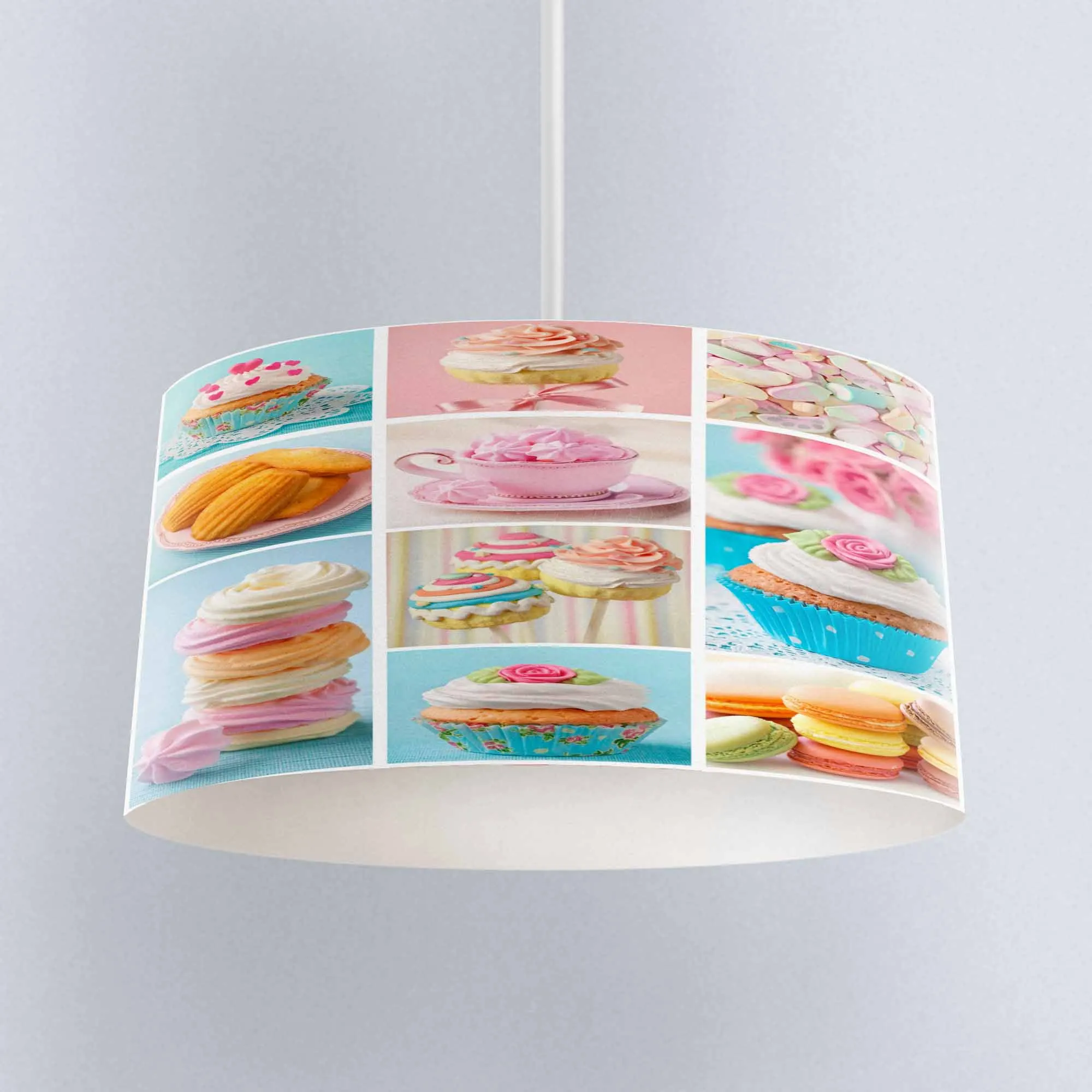 

Else Blue Pink Cup Cakes Patchwork Printed Fabric Kitchen Chandelier Lamp Drum Lampshade Floor Ceiling Pendant Light Shade