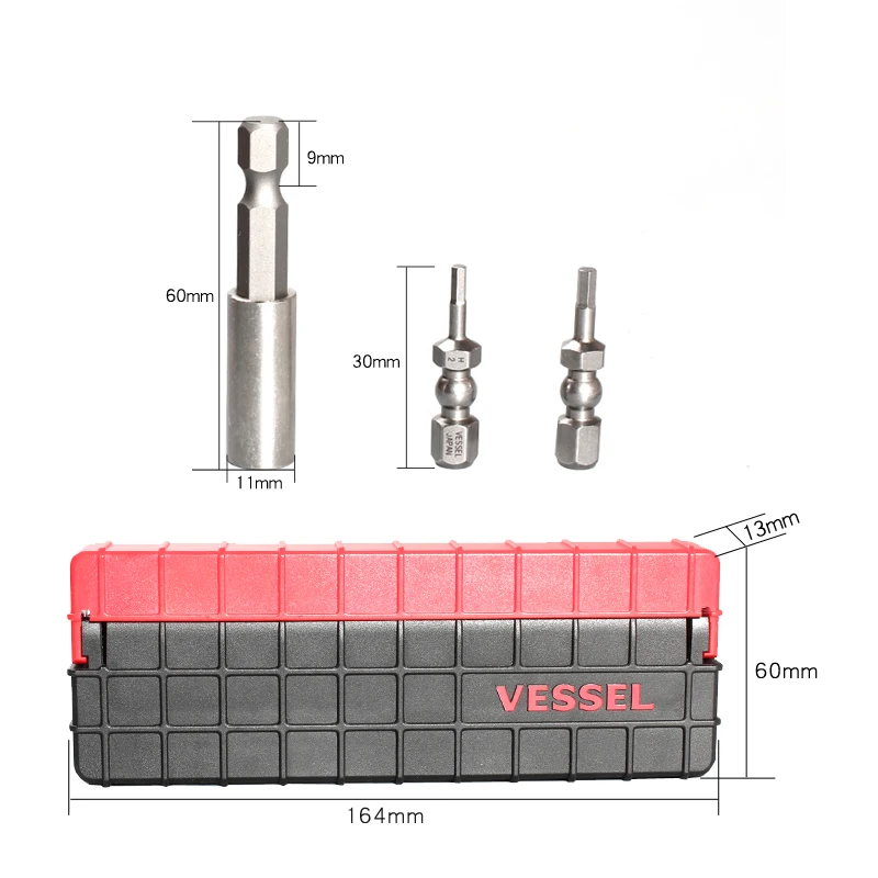 Vessel 31pcs Impact Ball Screwdriver Bit Set | Includes Magnetic Extension Bit in Slide Case