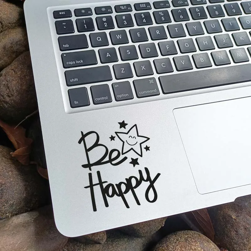 Be Happy Art Quote Vinyl Laptop Sticker for Macbook Pro 14 16 M1 Air 13 Retina 15 Inch Mac Pasito 2 Notebook Skin Trackpad Decal