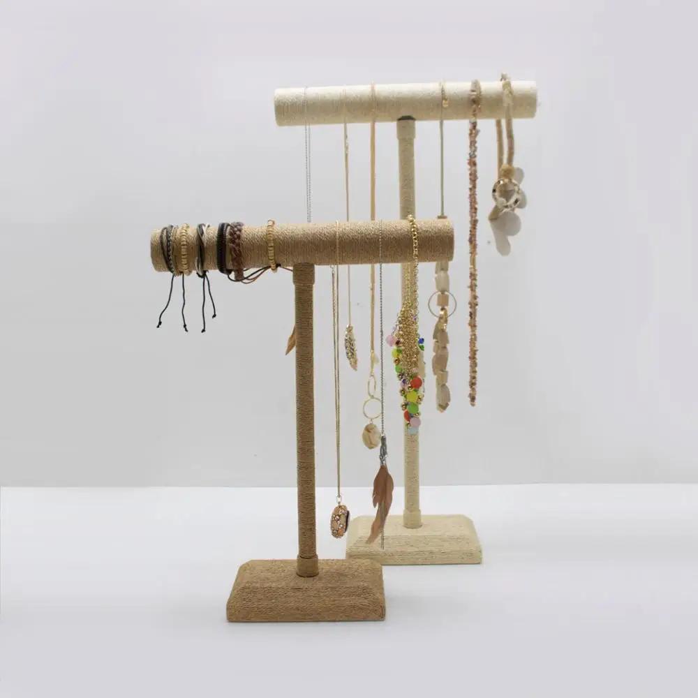 Straw rope display rack, display stand bust, Straw String, jewelry rack, necklaces, pendants, bracelets, relojores