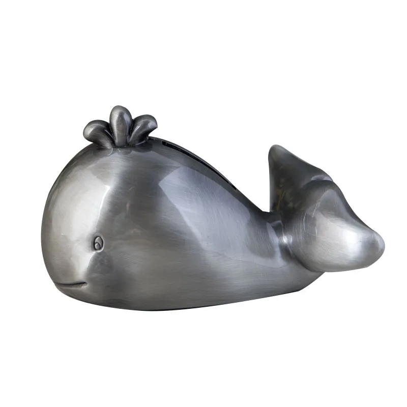 Engraved Whale Pewter Piggy Banks