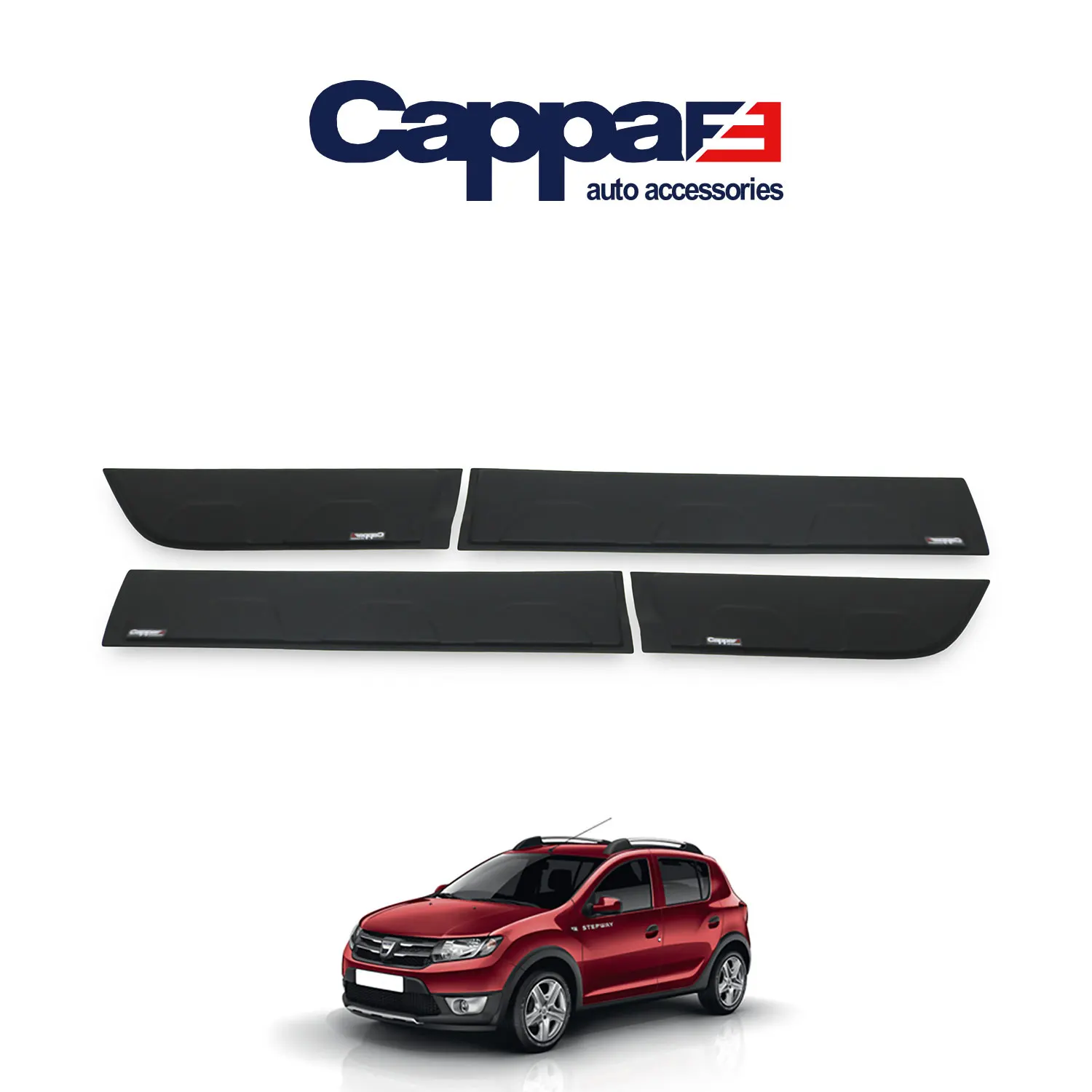 CAPPAFE Dacia Sandero Door Protection Dodik UV Additive (ABS) 4 Pcs. Between 2012-2020 Years Matt Black