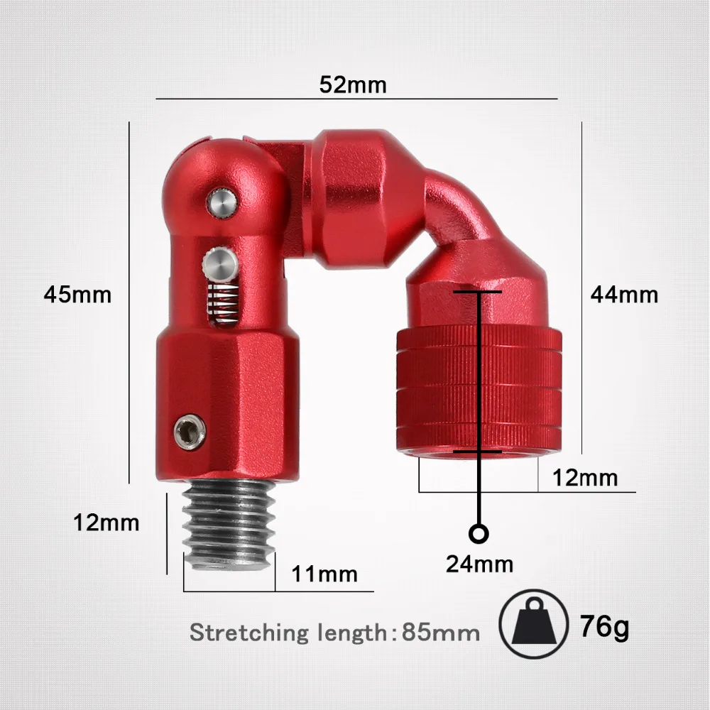 SANLIKE Folding Joint 1/2inch Standard Head Quick Release Connector for Fishing Landing Net Head Aluminum Alloy Adapter