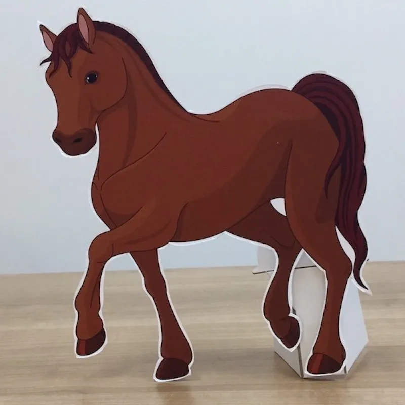 Horse Foam-board Cutout Standee with Cardboard Stand, Kids Birthday Decoration, Animals and Farm Concept Party Supplies