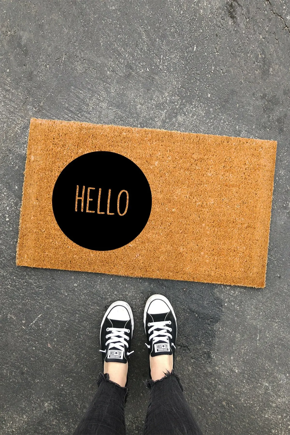 

Hello Doormat Outdoor Dust Removal Wear-resistant Anti-skid Entrance Door Mat Scraping Mud and Sand Removing Foot Pad