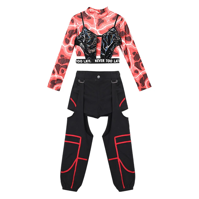 ZZL Urban Dance Girl Clothes Girl Jazz Dance Performance Suit Hip-hop Children K-pop Stage Outfit Fashion Clothes Cool Girls