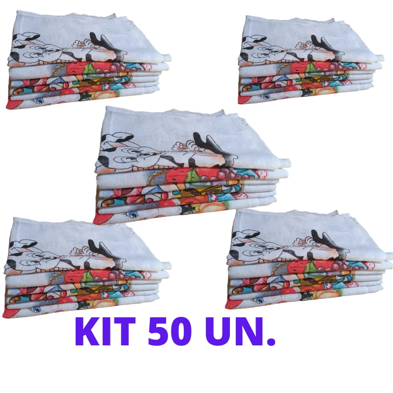 50 UN KIT. DISH CLOTH 100% STAMPIED COTTON 33X60
